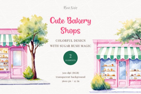 Add Sweet Charm to Your Designs with Watercolor Bakery Shop, Sweets Lover