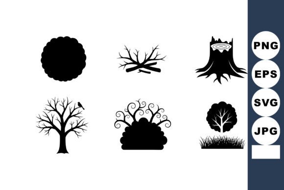 Black Silhouette Vector Set of Various L: Essential Nature Assets for Minimalist Design