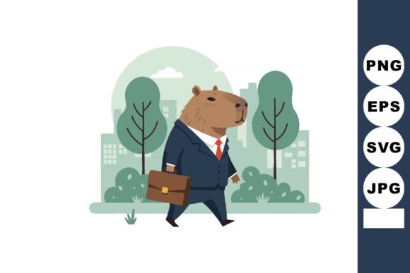 Business Bear Walking with Briefcase in Modern Visual Storytelling