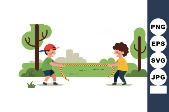 Children Playing Tug of War Game Outdoor: Visual Assets for Active Play Narratives