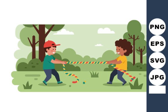 Children Playing Tug of War Outdoor Activity: Enhancing Play and Design Resources