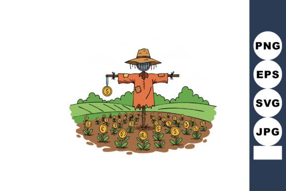 Cultivating Wealth: Understanding the Scarecrow in Field with Money Symbol Illustration