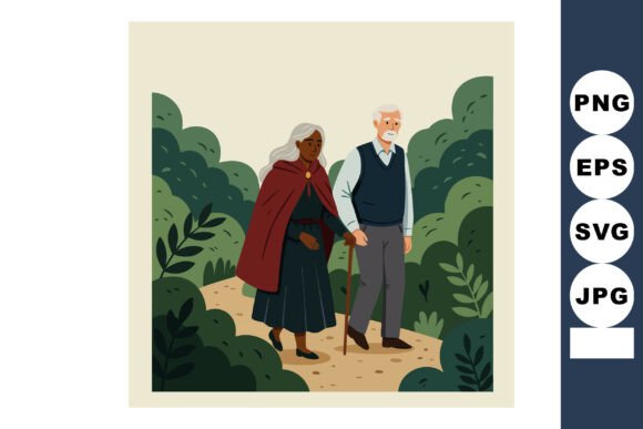 Elderly Couple Walking on Garden Path Su: Leveraging Serene Imagery in Modern Visual Design