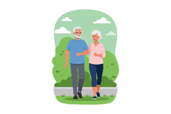 Elderly Couple Walking Outdoors in Park: Integrating Authentic Visual Assets into Creative Workflows