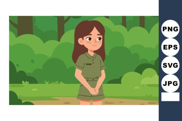 Green Safari Girl Vector Asset