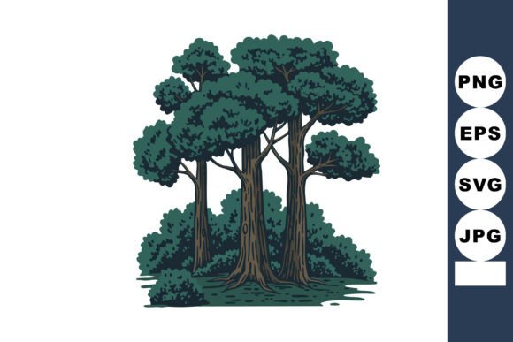 Group of Large Trees with Dense Green Foliage: Selecting the Right Forest Vector Assets