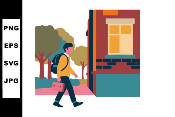 Man Walking Outdoors Carrying Briefcase Visual Asset
