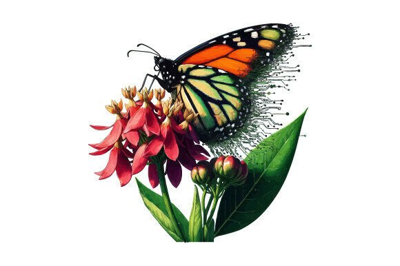 New Art Feathered with Vector Butterfly: Blending Botanical Watercolor and Digital Precision