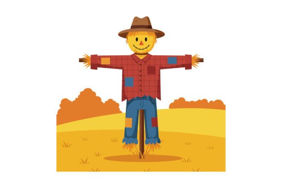 Scarecrow with Brown Hat and Patched Clo Design