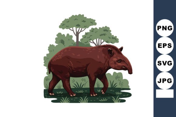 Strategic Application of Tapir Animal in Forest Environment Vector Assets