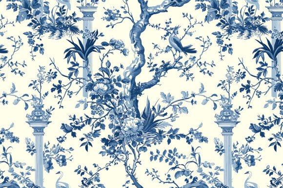Toile De Jouy Pattern Vintage Kitchen 02: A Sophisticated Design Resource