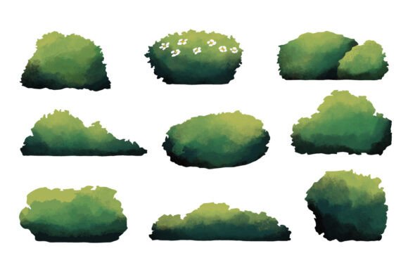 Watercolor Freeform Bush Shrub Clipart